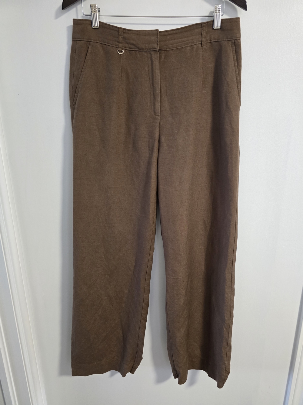 LOFT Chocolate Brown Wide Legs Linen Blend Pants Trousers Size 6 M